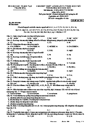 Đề khảo sát chất lượng môn Hóa học Lớp 12 - Mã đề 004 - Năm học 2018-2019 - Sở giáo dục và đào tạo Thanh Hóa